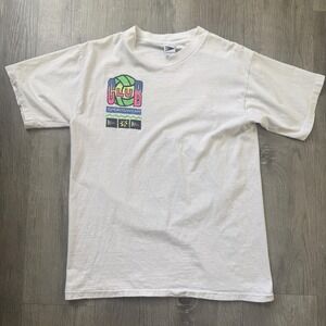 Vintage 1990 Club Sportswear Shirt Mens Large White Neon Graphic 90s Tee